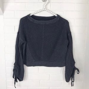 Hollister XS Bell Sleeve Charcoal Knit Sweater